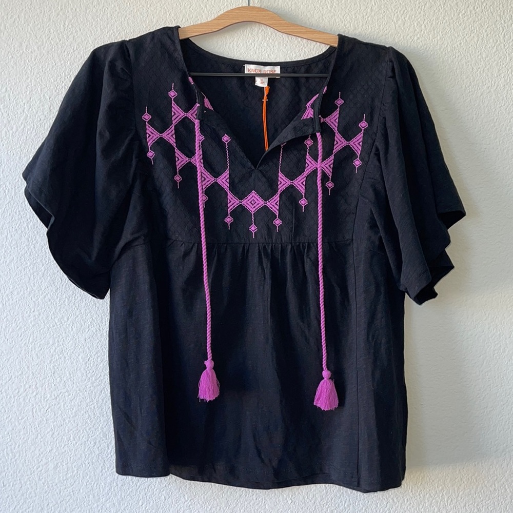 Knox Rose Embroidered Boho Top